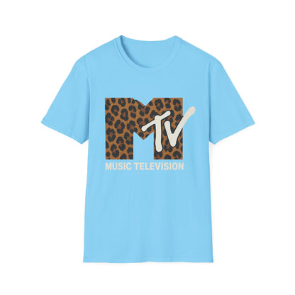Camiseta gráfica vintage con estampado de guepardo de MTV, camiseta retro de música, televisión, banda de los años 80 y 90, camiseta unisex con estampado animal de rock