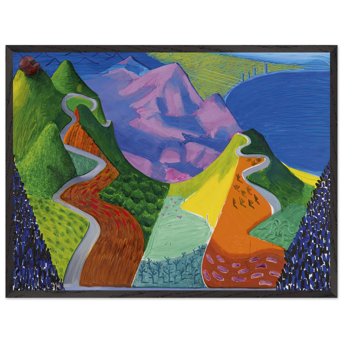 David Hockney - David Hockney Wall art - 40x40 cm / 16x16 inches - Premium Wooden Framed Poster With Fine Art Paper-canvas - Black frame