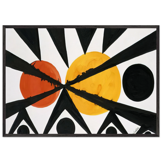 ACROSS THE ORANGE MOONS 1967 - Alexander Calder 70x100 cm / 28x40 inches Framed Art Print – Black Wooden Frame