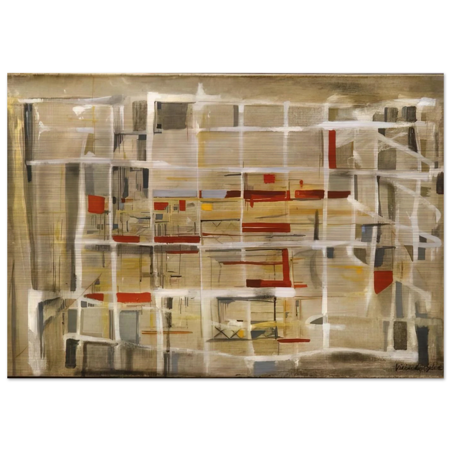 Interieur à la spirale - 1949 - Maria Helena Vieira da Silva Brushed Aluminum Print - 70x100 cm / 28x40 inches | Maria Helena Vieira da Silva Aluminum Print | Maria Helena Vieira da Silva Prints