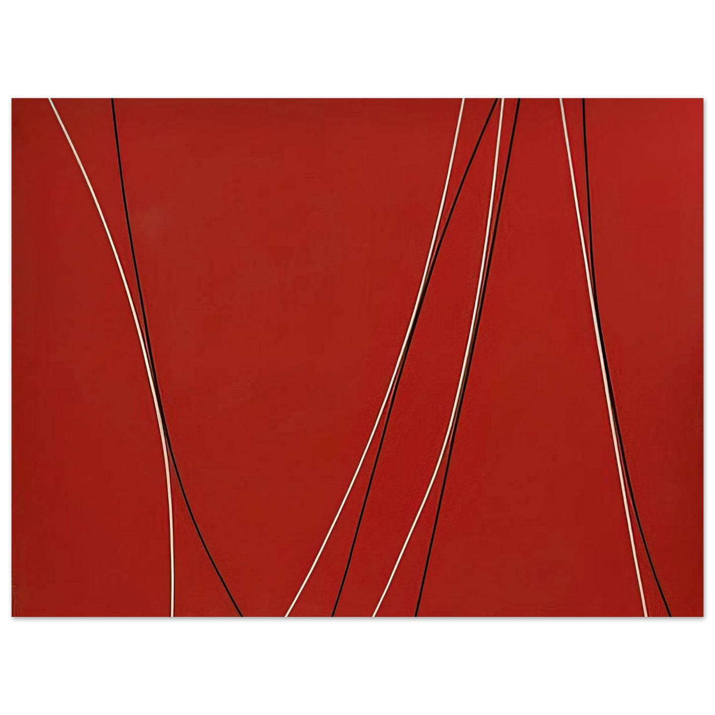 Lorser Feitelson - Untitled Black and White Lines on Red Background - 1965  75x100 cm / 30x40inches Fine Art Poster