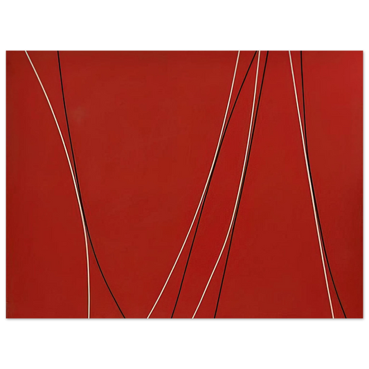 Lorser Feitelson - Untitled Black and White Lines on Red Background - 1965  75x100 cm / 30x40inches Fine Art Poster