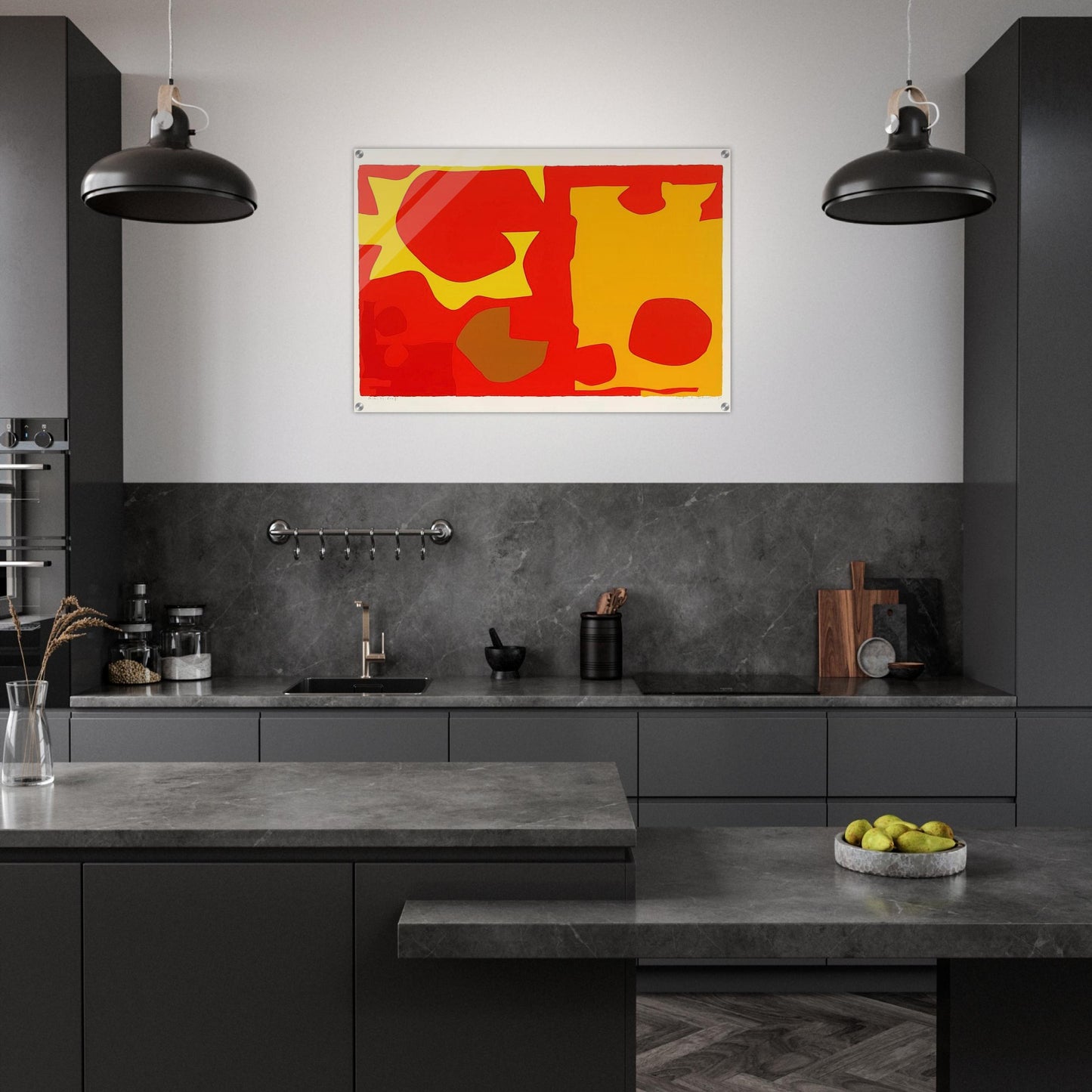 Six in Light Orange with Red in Yellow - 1970 - Patrick Heron Acrylic Print - 70x100 cm / 28x40″ inches