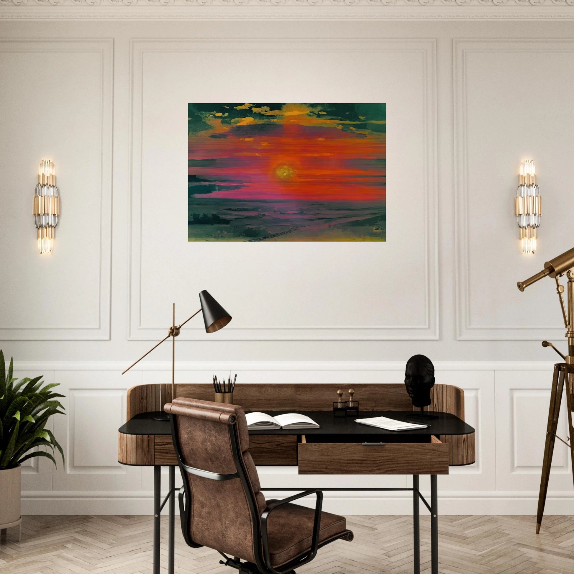 Sunset in the winter. A coast of the sea - Arkhyp Kuindzhi Brushed Aluminum Print - 70x100 cm / 28x40 inches | Arkhyp Kuindzhi Aluminum Print | Arkhyp Kuindzhi Prints