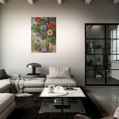 Stilll Life with Anemones - claude monet Brushed Aluminum Print - 70x100 cm / 28x40 inches | claude monet Aluminum Print | claude monet Prints
