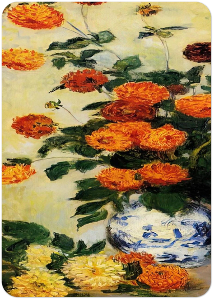 Dahlias By claude monet Pack of 10 Post Cards | claude monet Post Cards | A6 (10.5 x 14.8 cm) - 4.1 x 5.8 inches