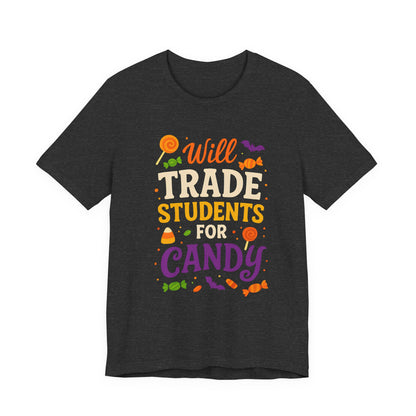 Camiseta con disfraz de profesor para Halloween, intercambiaré estudiantes por dulces.