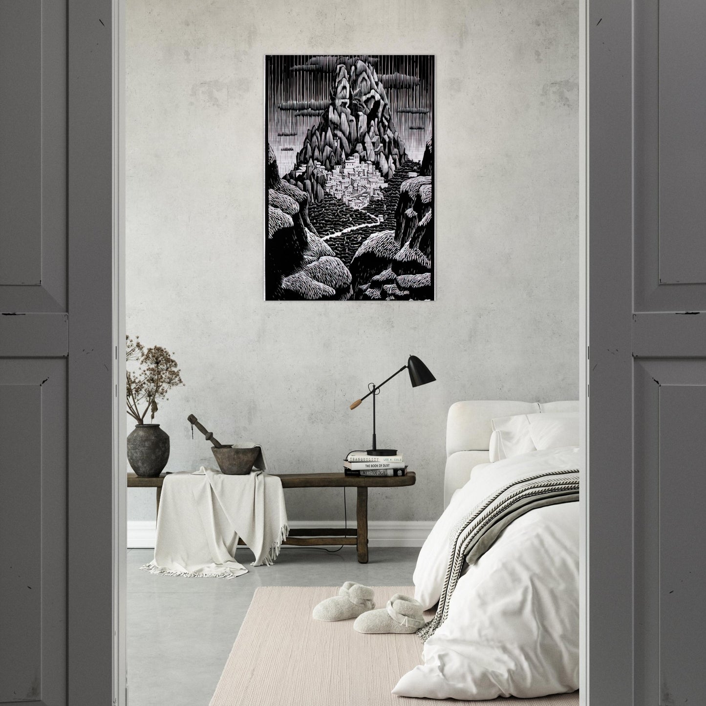 PENTEDATTIO CALABRIA JANUARY 1930 1930 - MC Escher Brushed Aluminum Print - 70x100 cm / 28x40 inches | MC Escher Aluminum Print | MC Escher Prints