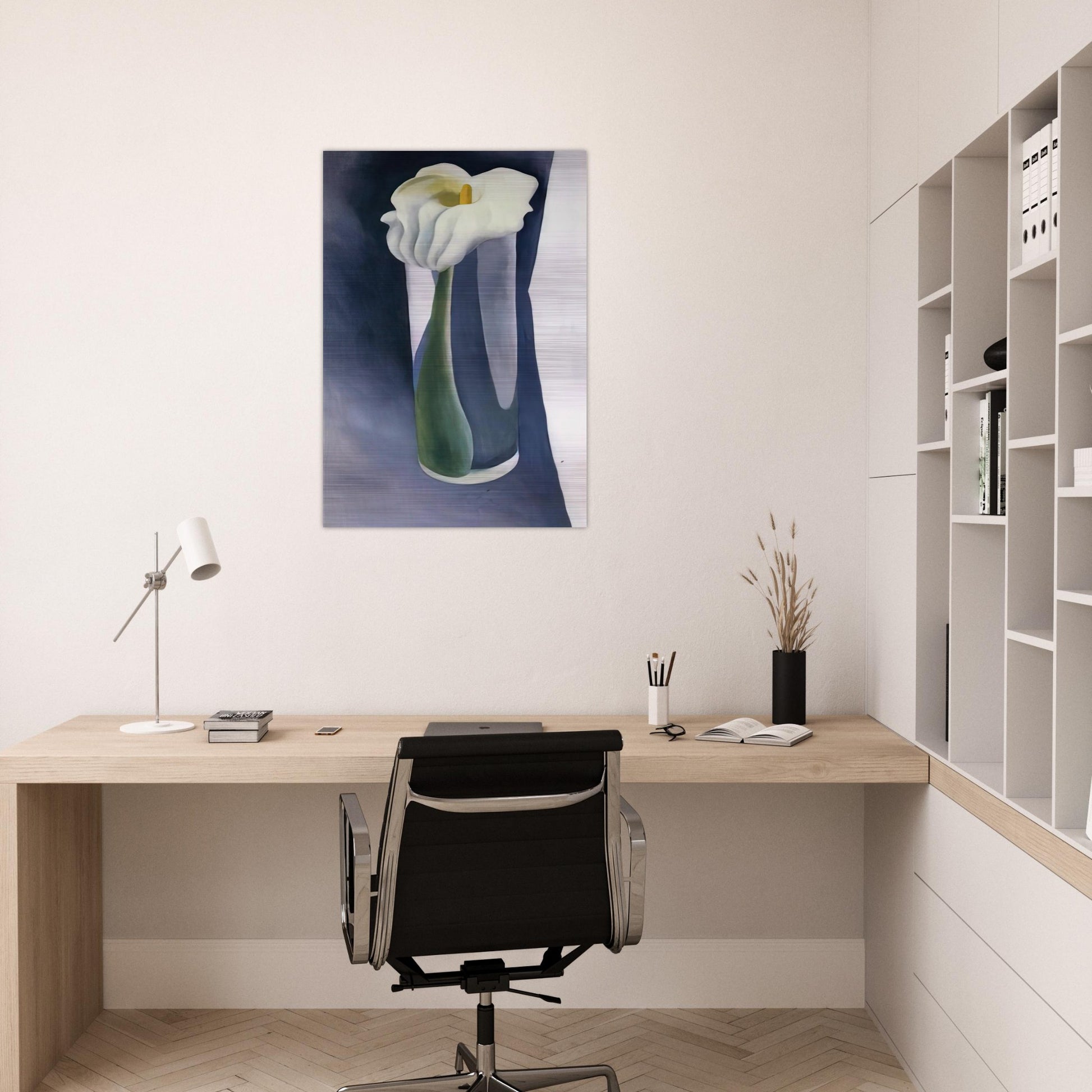 Calla Lily in Tall Glass - Georgia O'Keeffe Brushed Aluminum Print - 70x100 cm / 28x40 inches | Georgia O'Keeffe Aluminum Print | Georgia O'Keeffe Prints