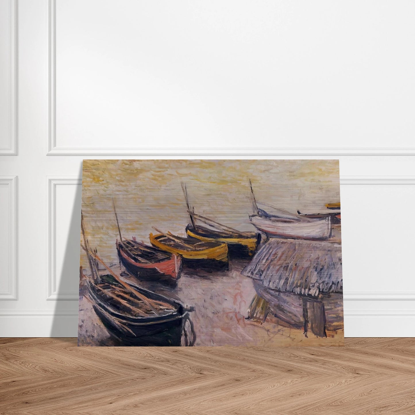 Boats on the Beach - claude monet Brushed Aluminum Print - 70x100 cm / 28x40 inches | claude monet Aluminum Print | claude monet Prints