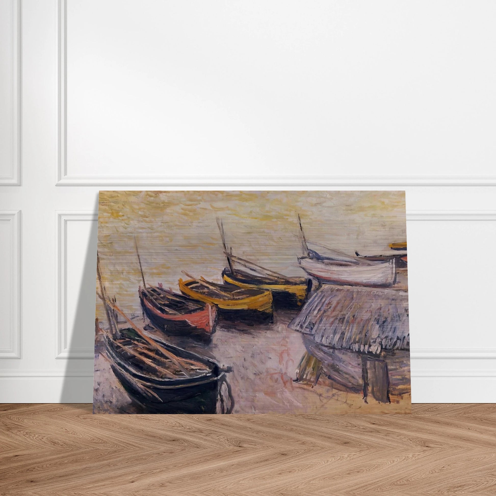 Boats on the Beach - claude monet Brushed Aluminum Print - 70x100 cm / 28x40 inches | claude monet Aluminum Print | claude monet Prints