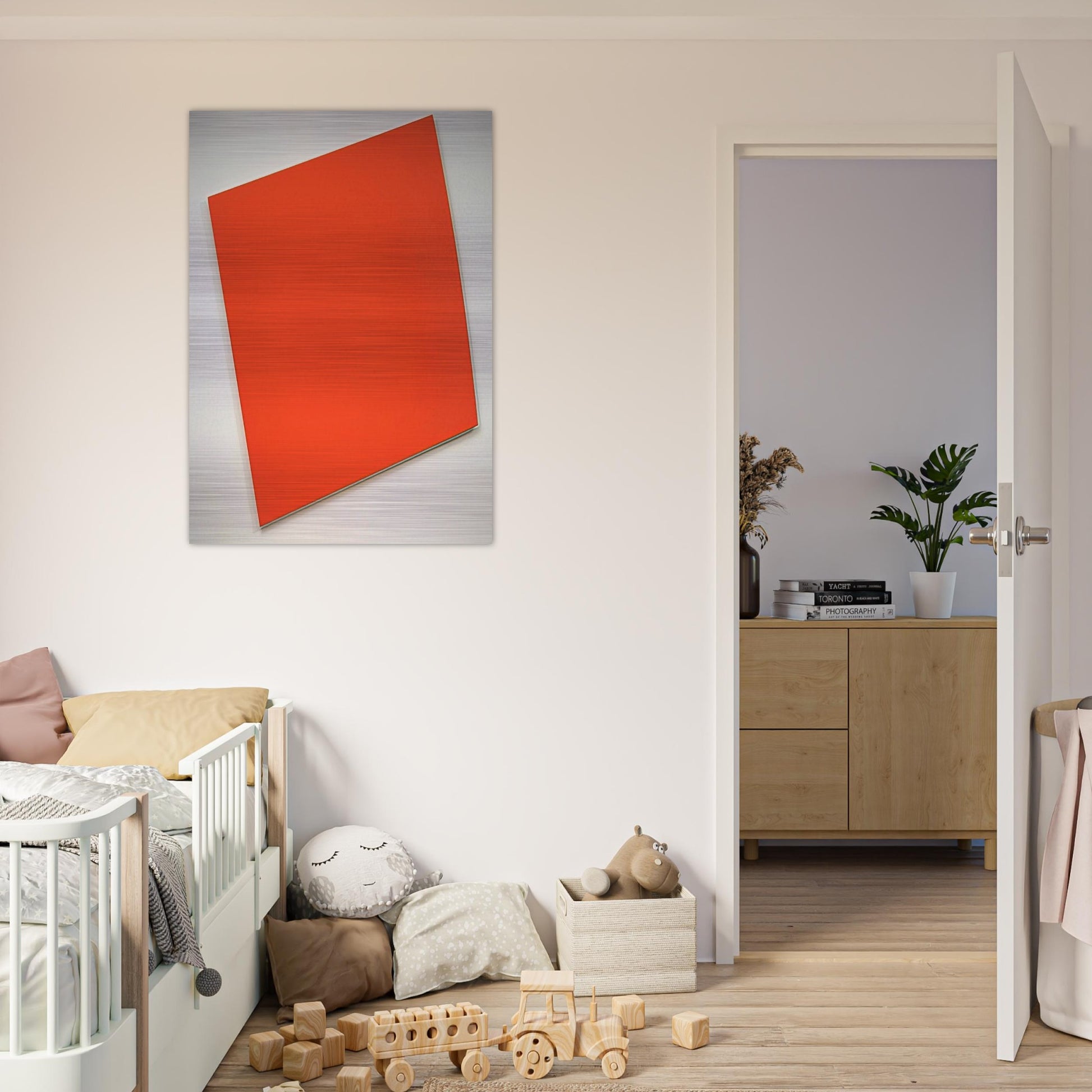 Red-Orange Panel with Curve - Ellsworth Kelly Brushed Aluminum Print - 70x100 cm / 28x40 inches | Ellsworth Kelly Aluminum Print | Ellsworth Kelly Prints
