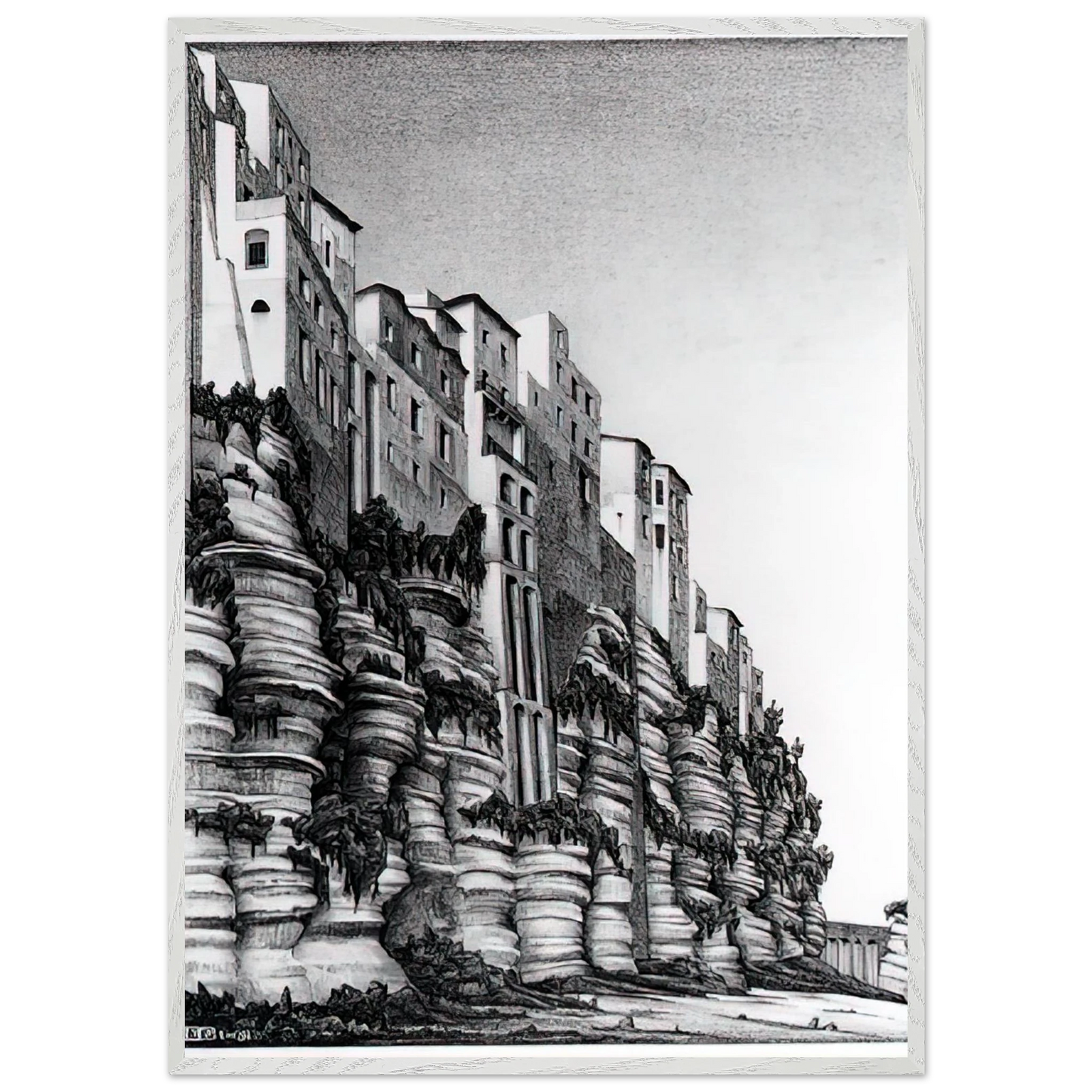 MC Escher - TROPEA CALABRIA Wall art - A3 (29.7 x 42  cm) - Premium Wooden Framed Poster With Fine Art Paper-canvas - White frame