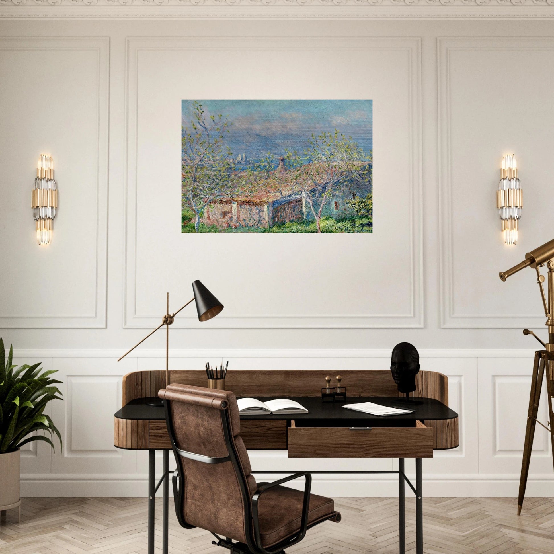 Gardener's House at Antibes - claude monet Brushed Aluminum Print - 70x100 cm / 28x40 inches | claude monet Aluminum Print | claude monet Prints