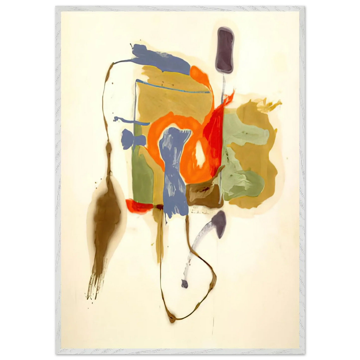 Helen Frankenthaler - Blue Form in a Scene - 1961 Wall art - 60x80 cm / 24x32 Inches - Premium Wooden Framed Poster With Fine Art Paper - Wood frame