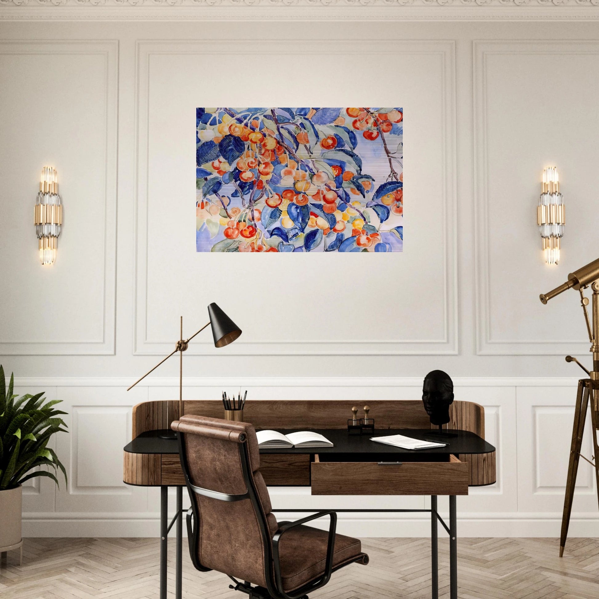 CHERRIES - Theo van Rysselberghe Brushed Aluminum Print - 70x100 cm / 28x40 inches | Theo van Rysselberghe Aluminum Print | Theo van Rysselberghe Prints