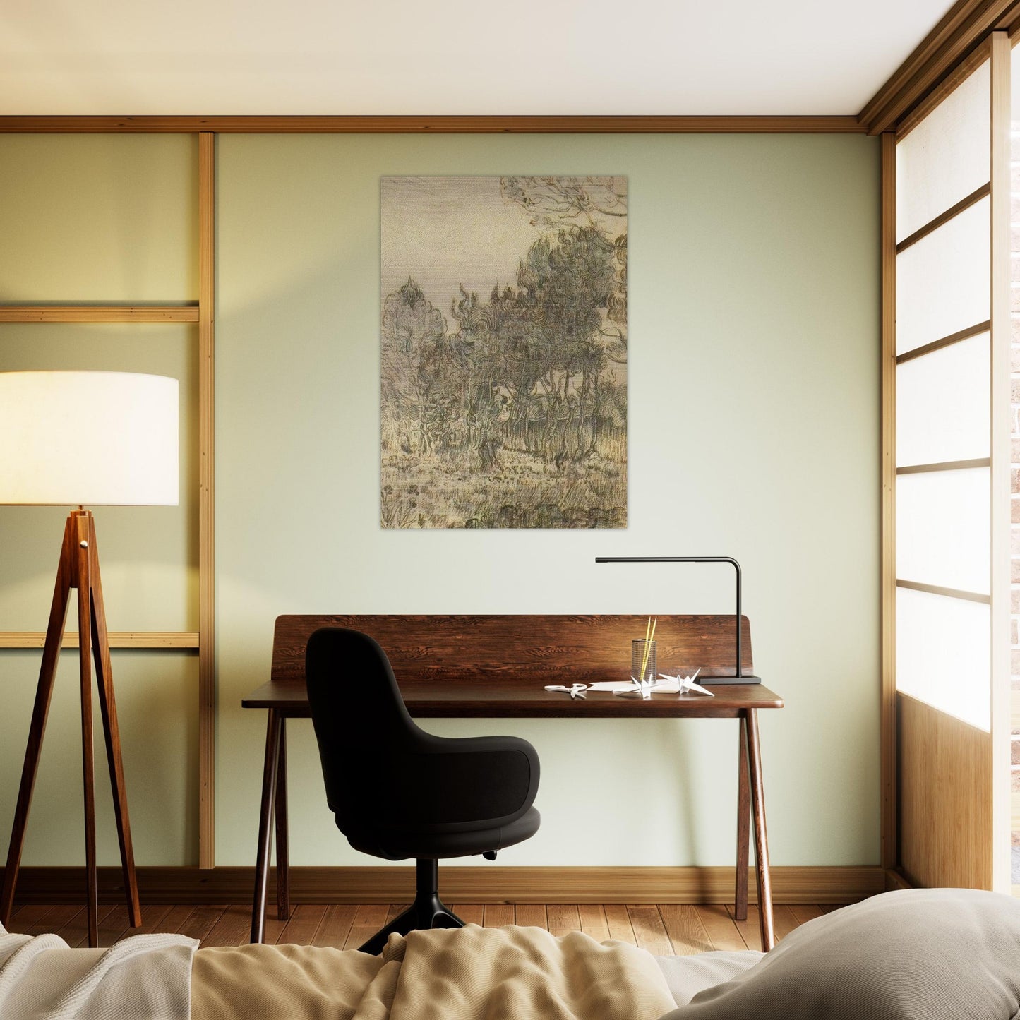 Pine Trees near the Wall of the Asylum - Vincent van Gogh Brushed Aluminum Print - 70x100 cm / 28x40 inches | Vincent van Gogh Aluminum Print | Vincent van Gogh Prints