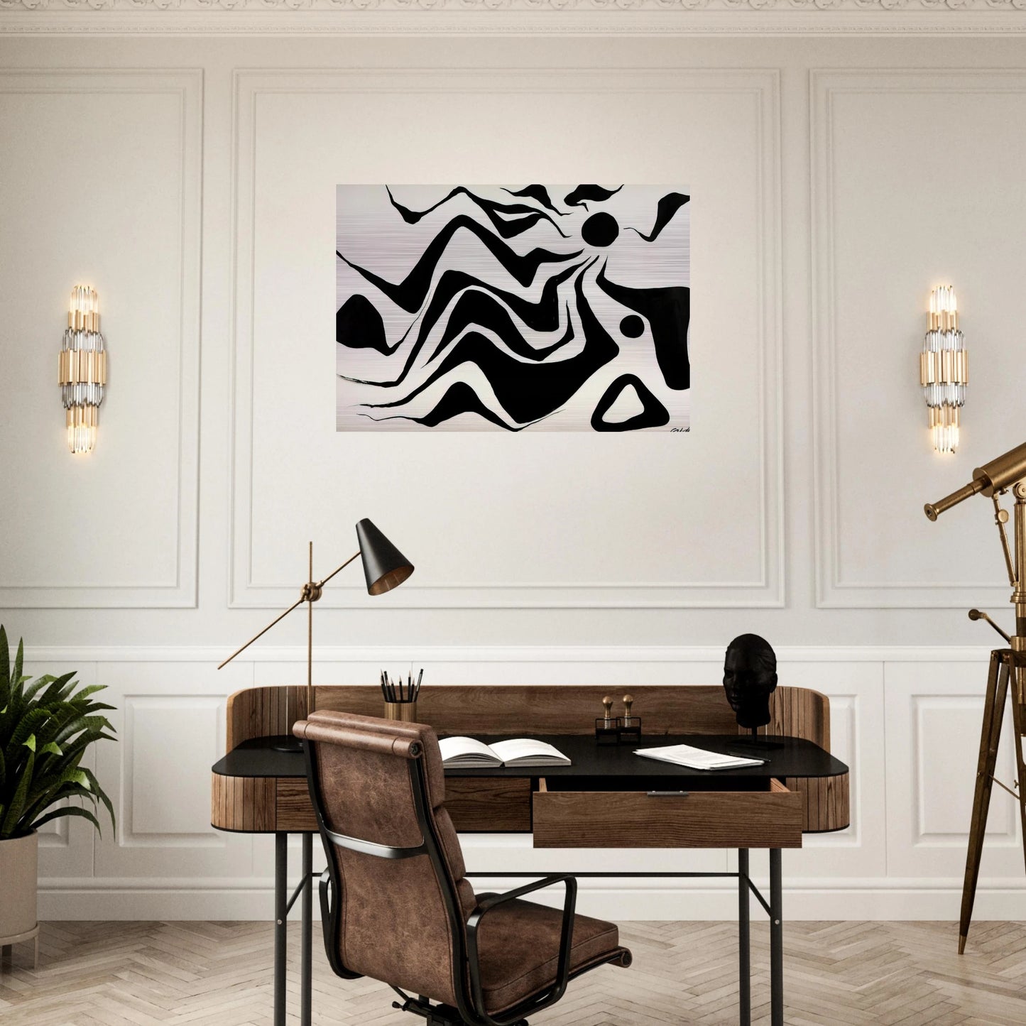 BLACK SUN 1953 - Alexander Calder Brushed Aluminum Print - 70x100 cm / 28x40 inches | Alexander Calder Aluminum Print | Alexander Calder Prints