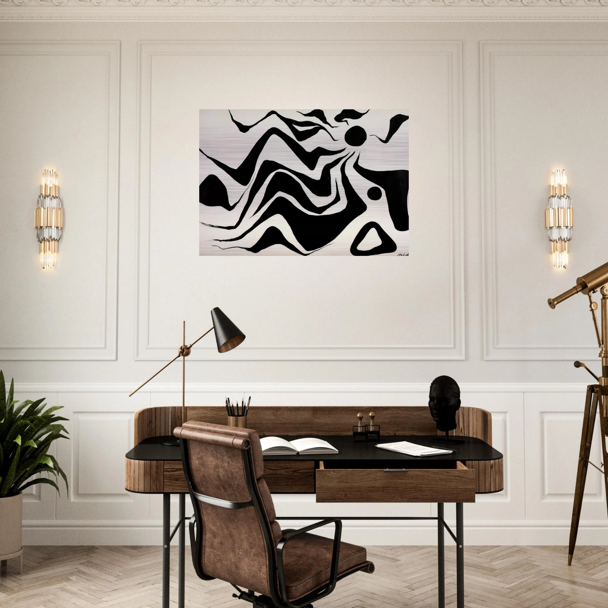 BLACK SUN 1953 - Alexander Calder Brushed Aluminum Print - 70x100 cm / 28x40 inches | Alexander Calder Aluminum Print | Alexander Calder Prints