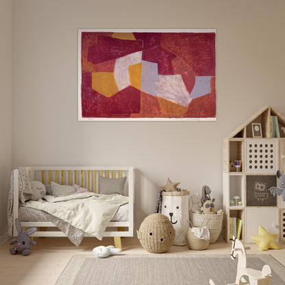 Composition carmin, brune, jaune et grise - 1956 - Serge Poliakoff Art Prints - 100x150 cm / 40x60″ inches | Serge Poliakoff Poster | Serge Poliakoff Prints