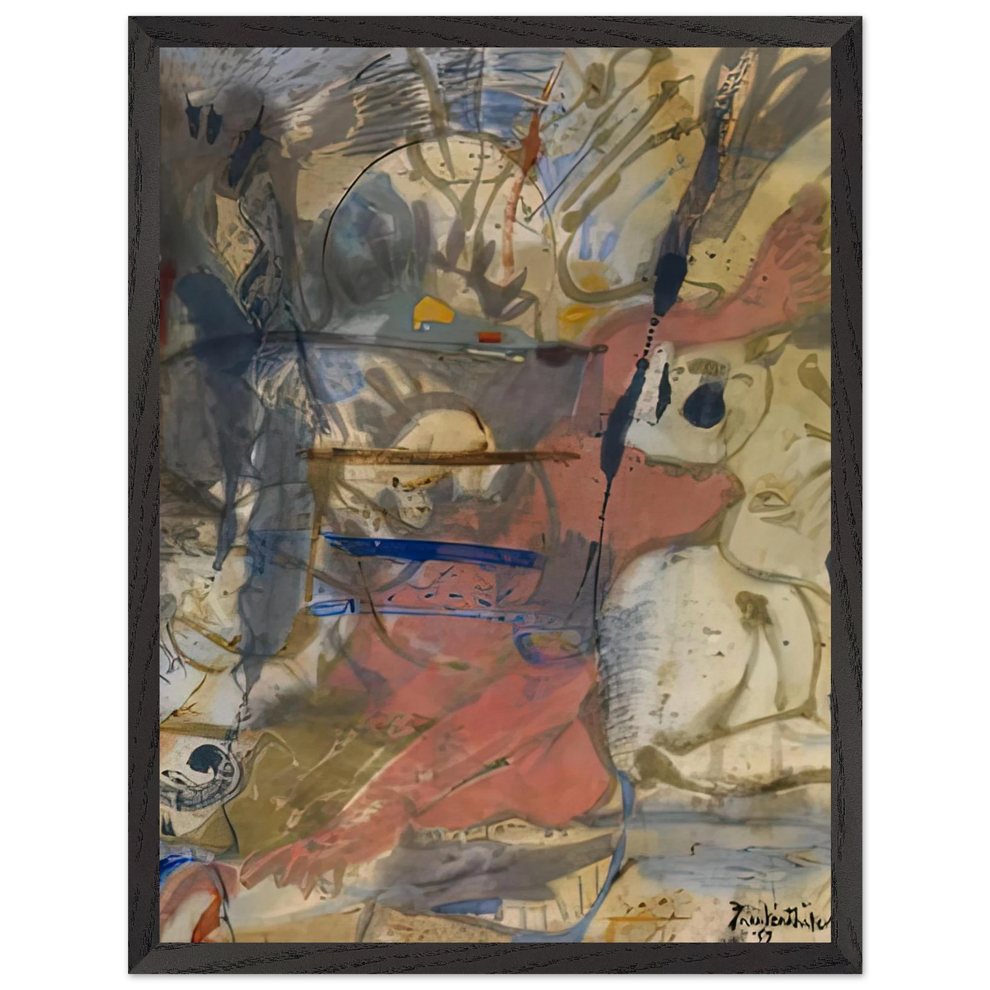 Helen Frankenthaler - Europa, 1957- Wall Art - 21x29.7 cm / 8x12" - Premium Wooden Framed Poster With Fine Art Paper-canvas - White frame