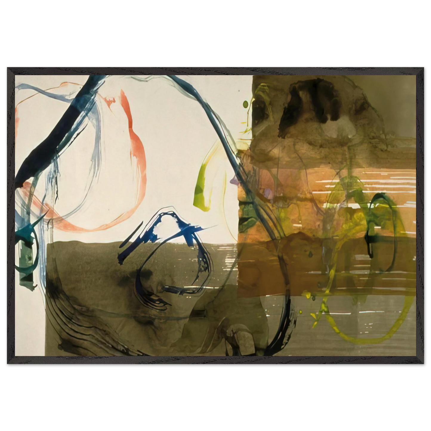 New River Watercolor Series I 5 - 1988 - John Cage 70x100 cm / 28x40 inches Framed Art Print – Black Wooden Frame