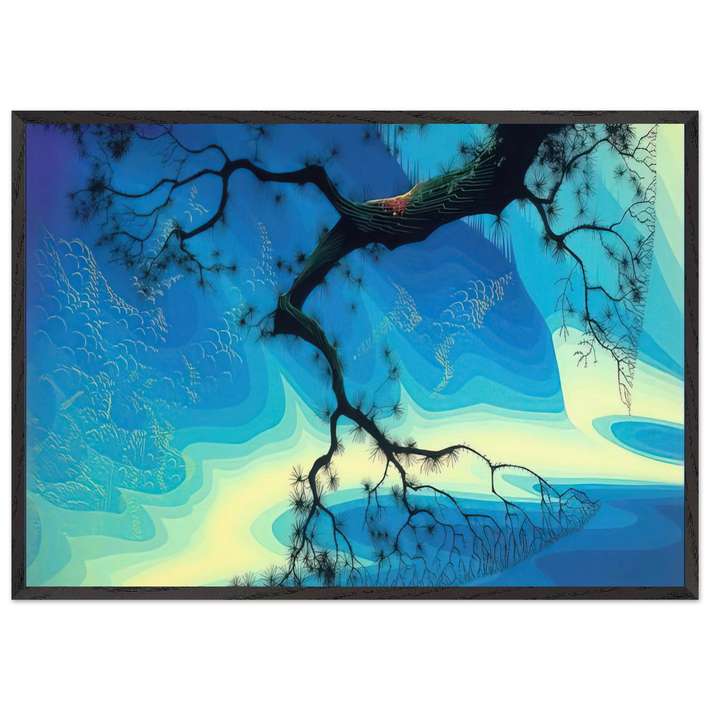 Ocean Mist - Eyvind Earle 70x100 cm / 28x40 inches Framed Art Print – Black Wooden Frame