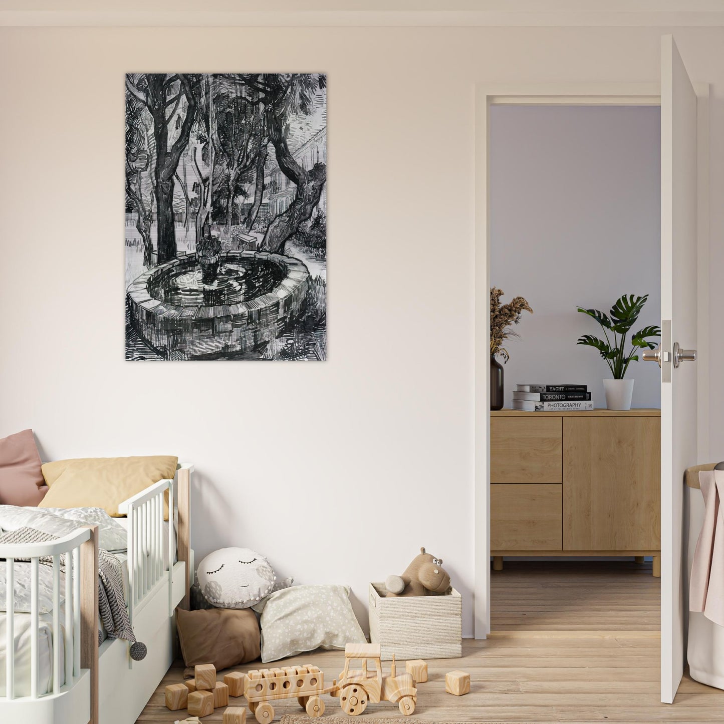 Fountain in the Garden of Saint-Paul Hospital - Vincent van Gogh Brushed Aluminum Print - 70x100 cm / 28x40 inches | Vincent van Gogh Aluminum Print | Vincent van Gogh Prints