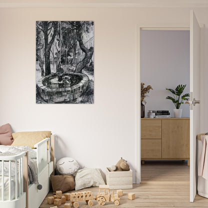 Fountain in the Garden of Saint-Paul Hospital - Vincent van Gogh Brushed Aluminum Print - 70x100 cm / 28x40 inches | Vincent van Gogh Aluminum Print | Vincent van Gogh Prints