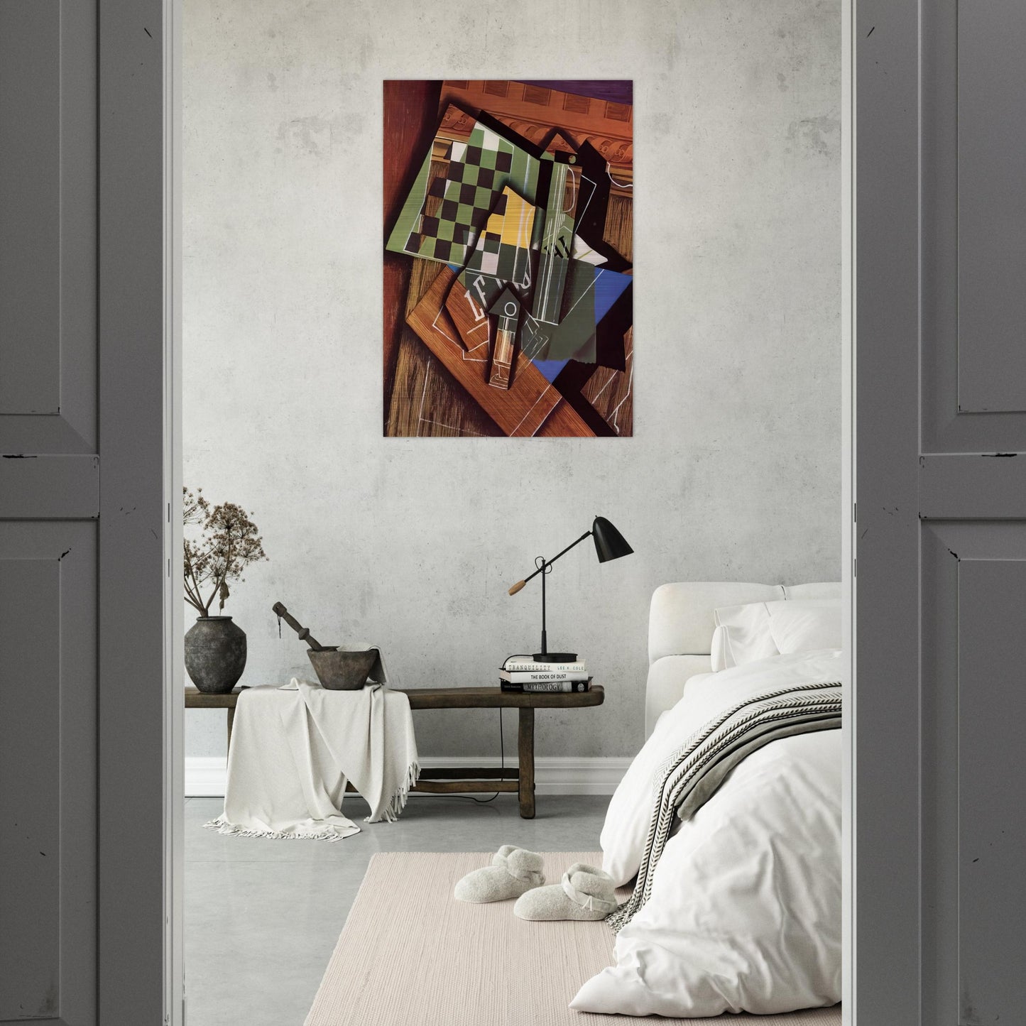 THE CHECKERBOARD 1915 - Juan Gris Brushed Aluminum Print - 70x100 cm / 28x40 inches | Juan Gris Aluminum Print | Juan Gris Prints