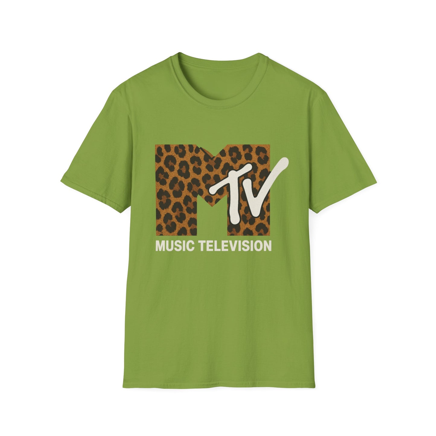 Camiseta gráfica vintage con estampado de guepardo de MTV, camiseta retro de música, televisión, banda de los años 80 y 90, camiseta unisex con estampado animal de rock