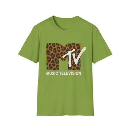 Camiseta gráfica vintage con estampado de guepardo de MTV, camiseta retro de música, televisión, banda de los años 80 y 90, camiseta unisex con estampado animal de rock