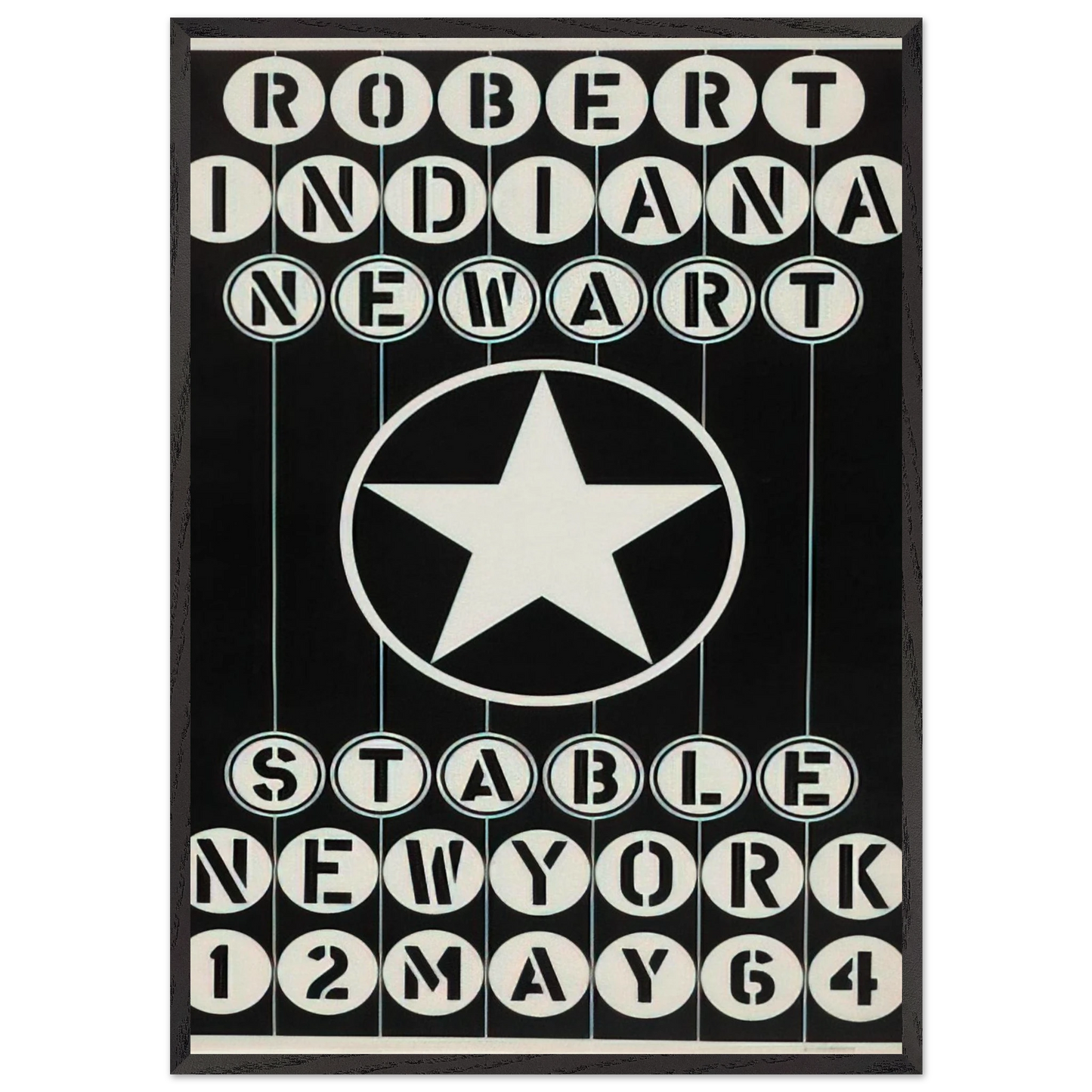 Robert Indiana New Art Stable New York - Robert Indiana 70x100 cm / 28x40 inches Framed Art Print – Black Wooden Frame