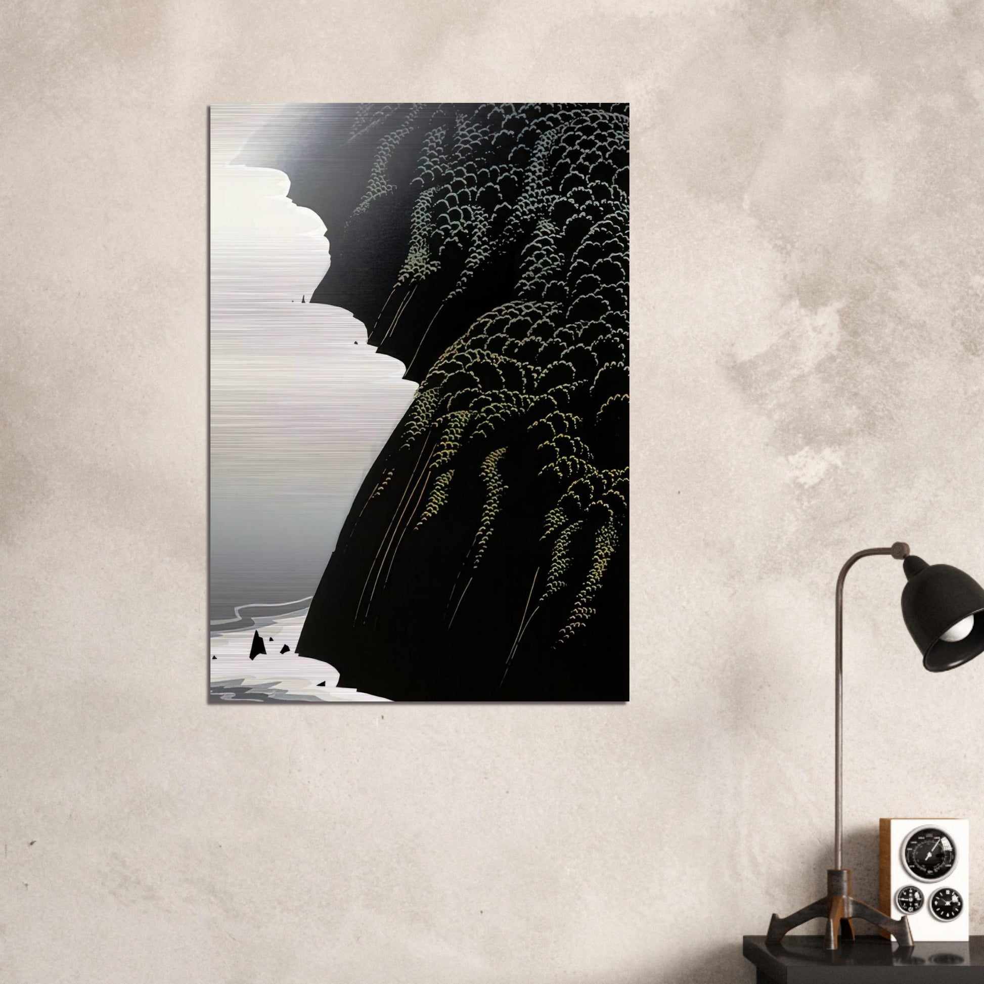 California Coast - Eyvind Earle Brushed Aluminum Print - 70x100 cm / 28x40 inches | Eyvind Earle Aluminum Print | Eyvind Earle Prints