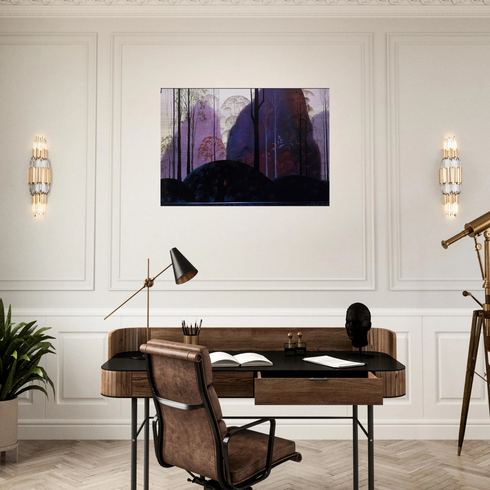 Mauve Redand Purple - Eyvind Earle Brushed Aluminum Print - 70x100 cm / 28x40 inches | Eyvind Earle Aluminum Print | Eyvind Earle Prints