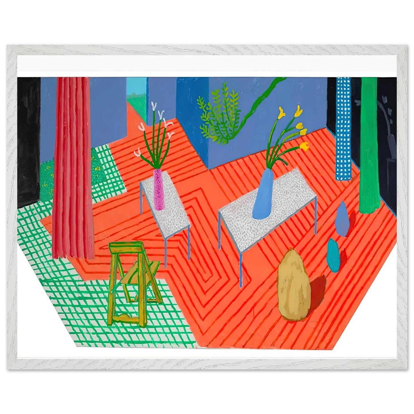 David Hockney - David Hockney Wall art - 28x43  cm / XL (11x17 inches) - Premium Wooden Framed Poster With Fine Art Paper-canvas - White frame