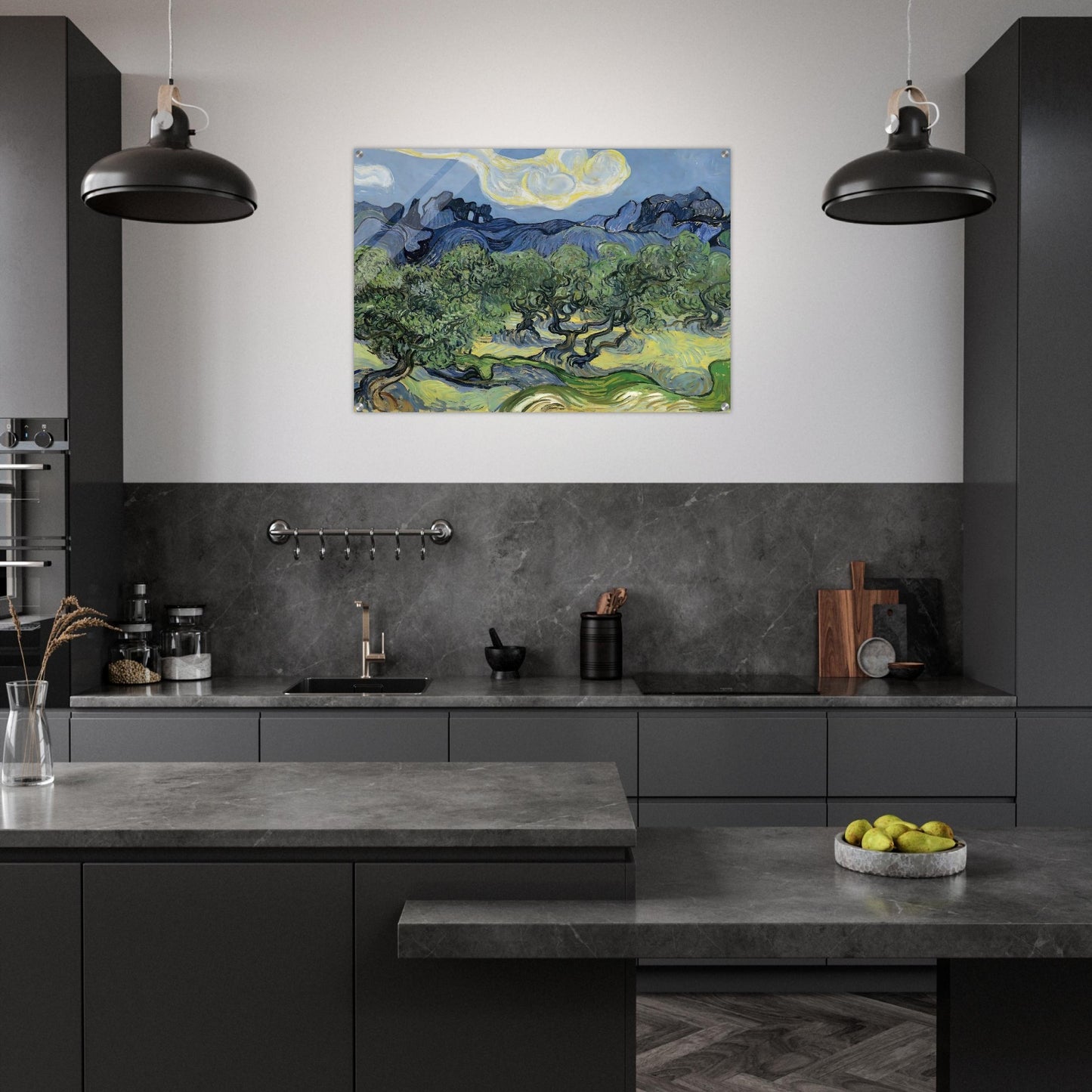 The Alpilles with Olive Trees in the Foreground - Vincent van Gogh Acrylic Print - 70x100 cm / 28x40″ inches | Vincent van Gogh Wall Art | Vincent van Gogh Prints