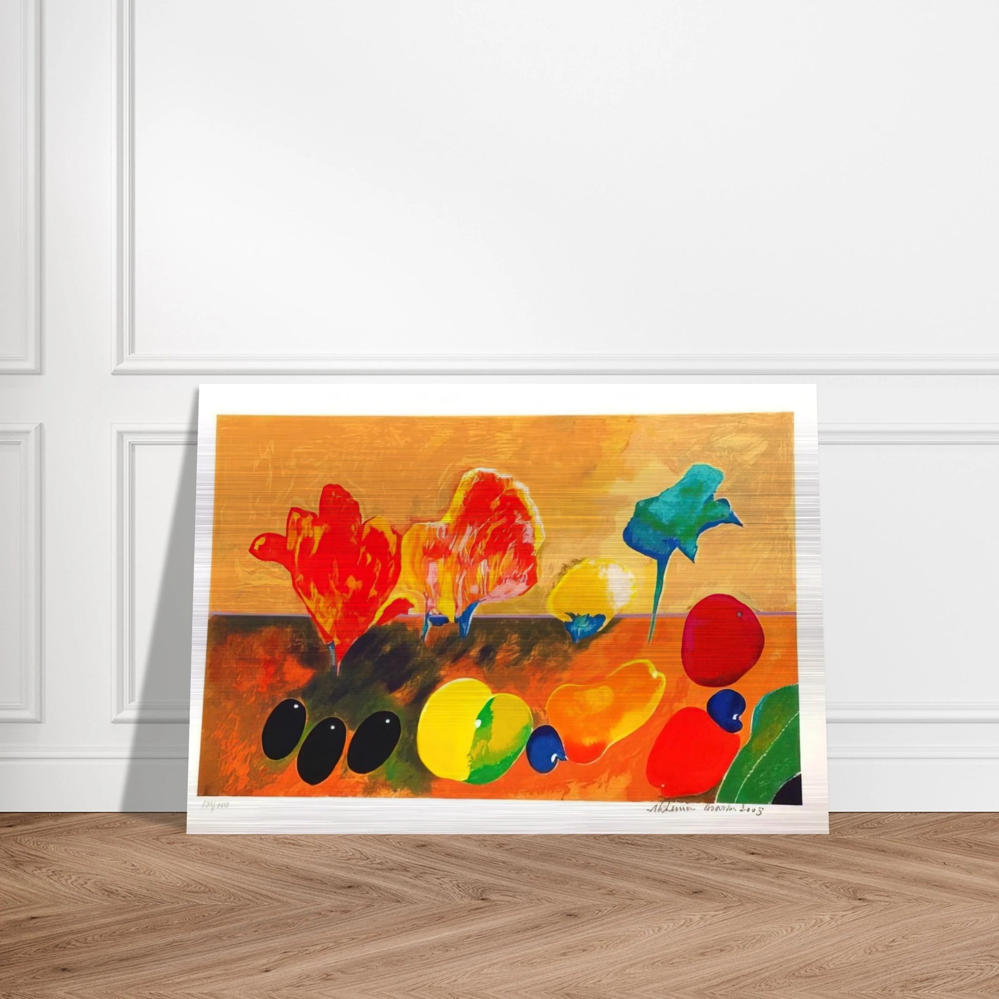 Flores e Frutas - 2003 - Aldemir Martins Brushed Aluminum Print - 70x100 cm / 28x40 inches | Aldemir Martins Aluminum Print | Aldemir Martins Prints