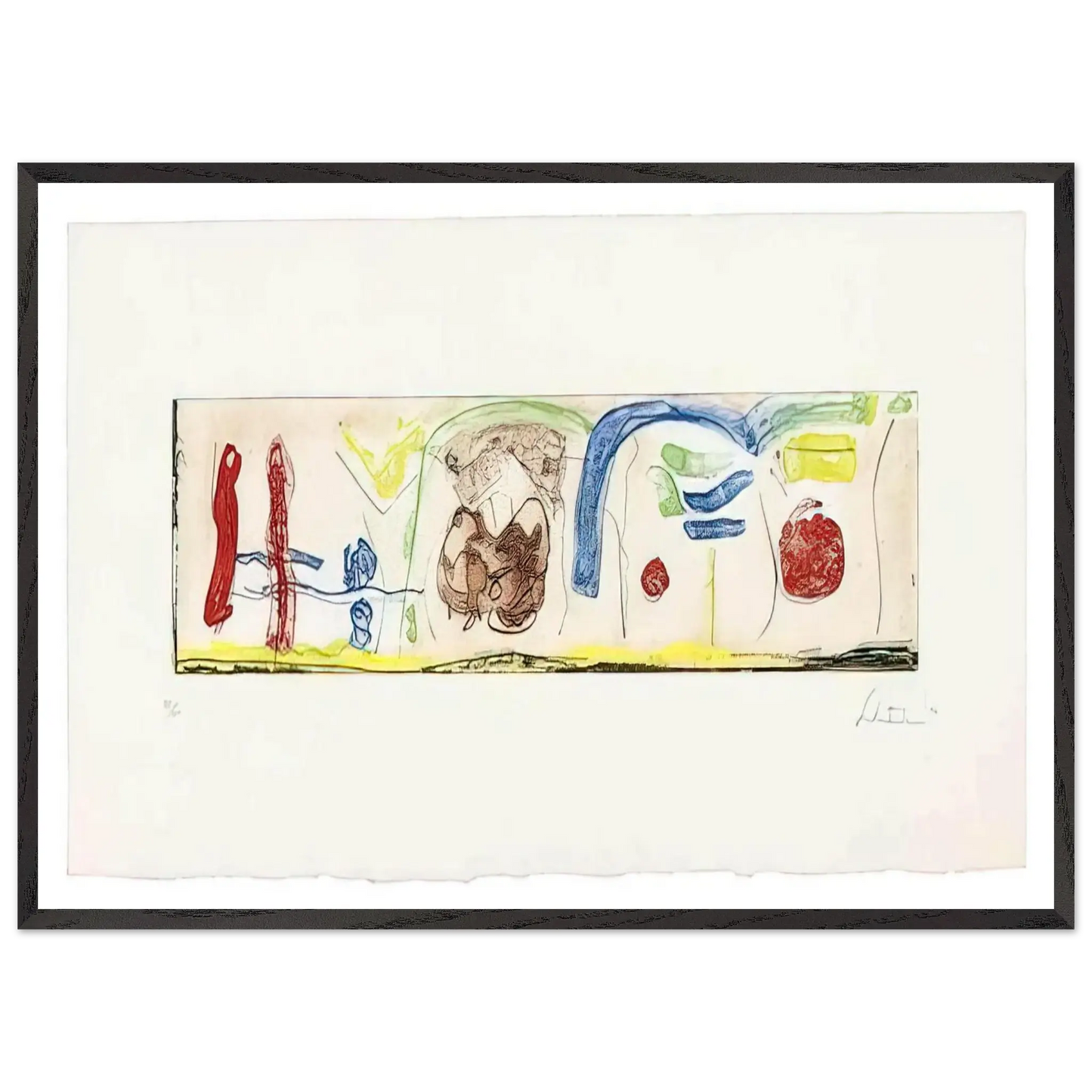 Helen Frankenthaler - Bridges - 1996 Wall art - A1 (59.4 x 84.1  cm) - Premium Wooden Framed Poster With Fine Art Paper - White frame