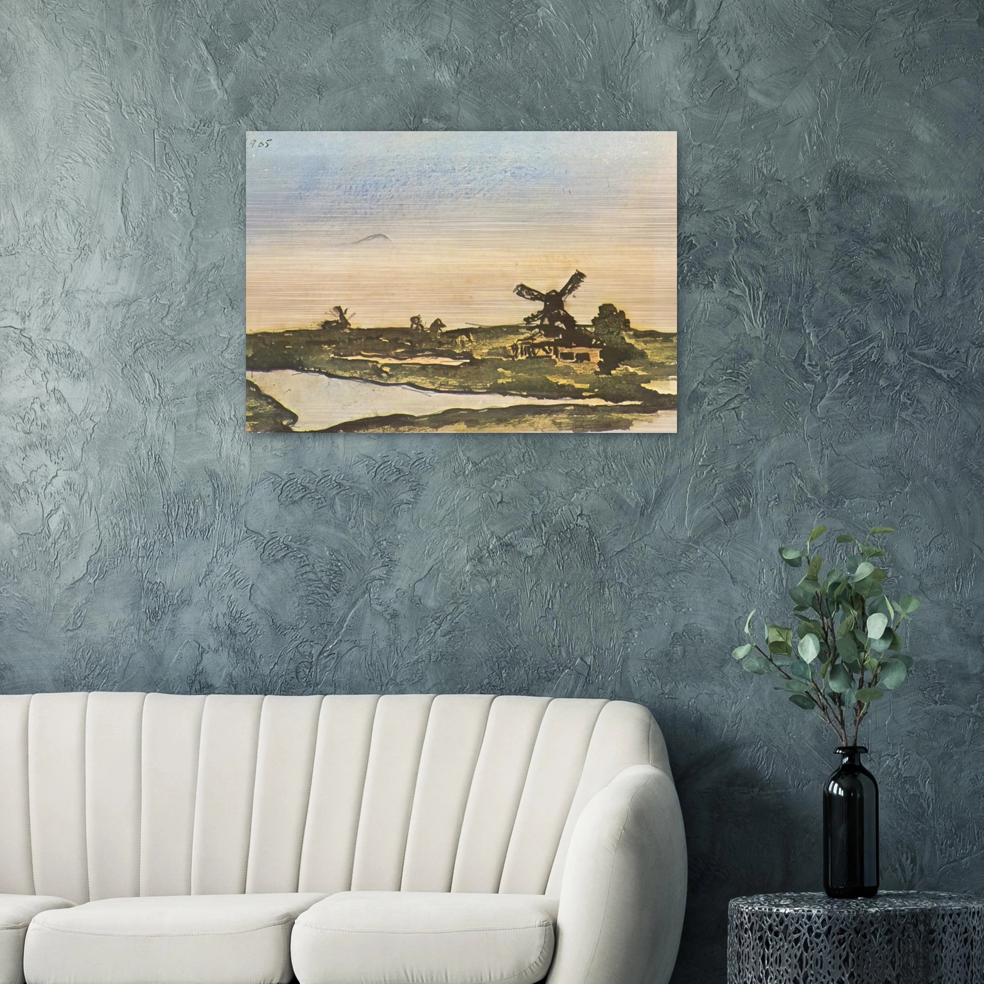 Dutch landscape with windmills - Pablo Picasso Brushed Aluminum Print - 70x100 cm / 28x40 inches | Pablo Picasso Aluminum Print | Pablo Picasso Prints
