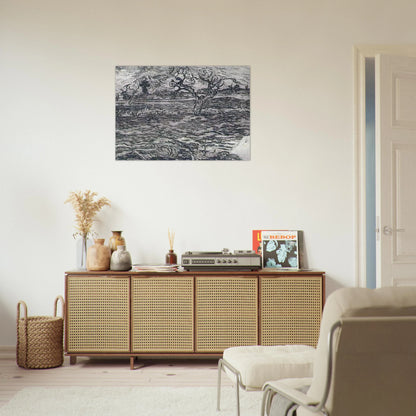 Landscape with Olive Tree and Mountains in the Background - Vincent van Gogh Brushed Aluminum Print - 70x100 cm / 28x40 inches | Vincent van Gogh Aluminum Print | Vincent van Gogh Prints