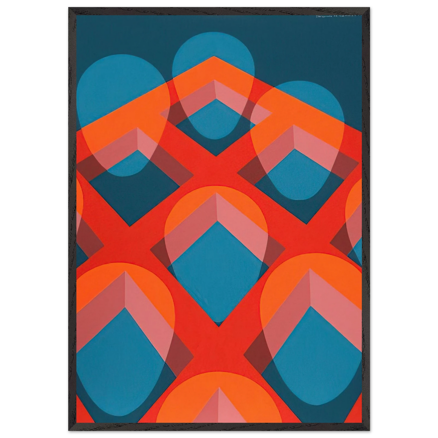 Untitled - Faces in a Grid Red and Blue - 1973 - Clarence Holbrook Carter 70x100 cm / 28x40 inches Framed Art Print – Black Wooden Frame