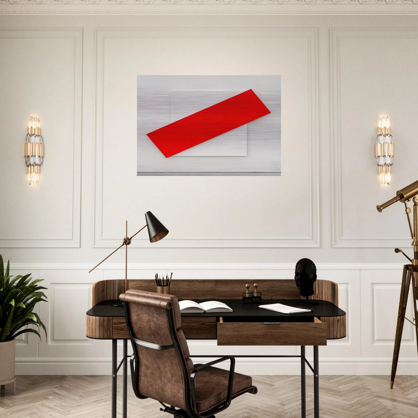 Red Diagonal - Ellsworth Kelly Brushed Aluminum Print - 70x100 cm / 28x40 inches | Ellsworth Kelly Aluminum Print | Ellsworth Kelly Prints
