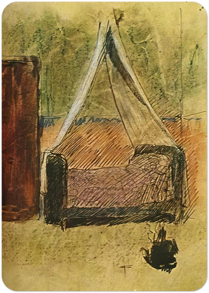Bed with mosquito nets By Pablo Picasso Pack of 10 Post Cards | Pablo Picasso Post Cards | A6 (10.5 x 14.8 cm) - 4.1 x 5.8 inches