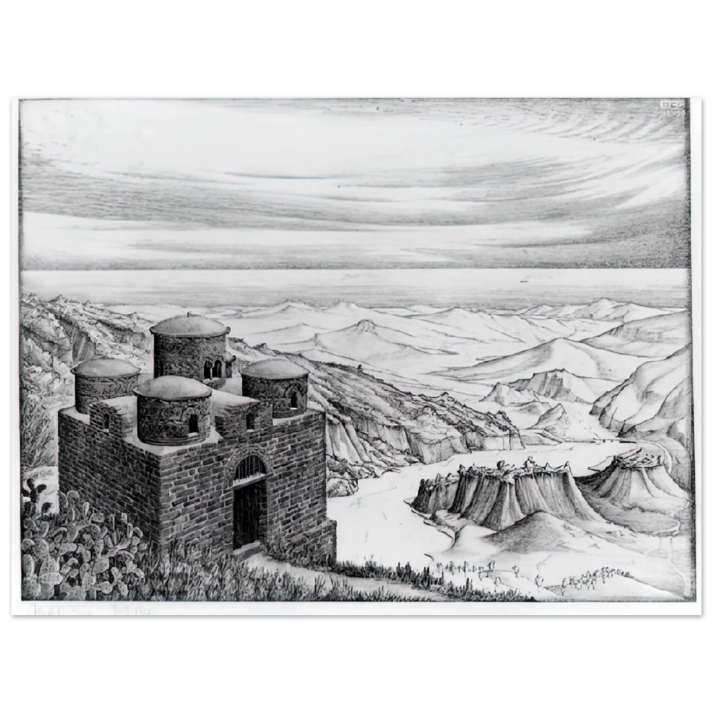 MC Escher - CATTOLICA OF STILO CALABRIA 1930 Wall Art - 21x29.7 cm / 8x12" - Fine Art Poster-canvas - -