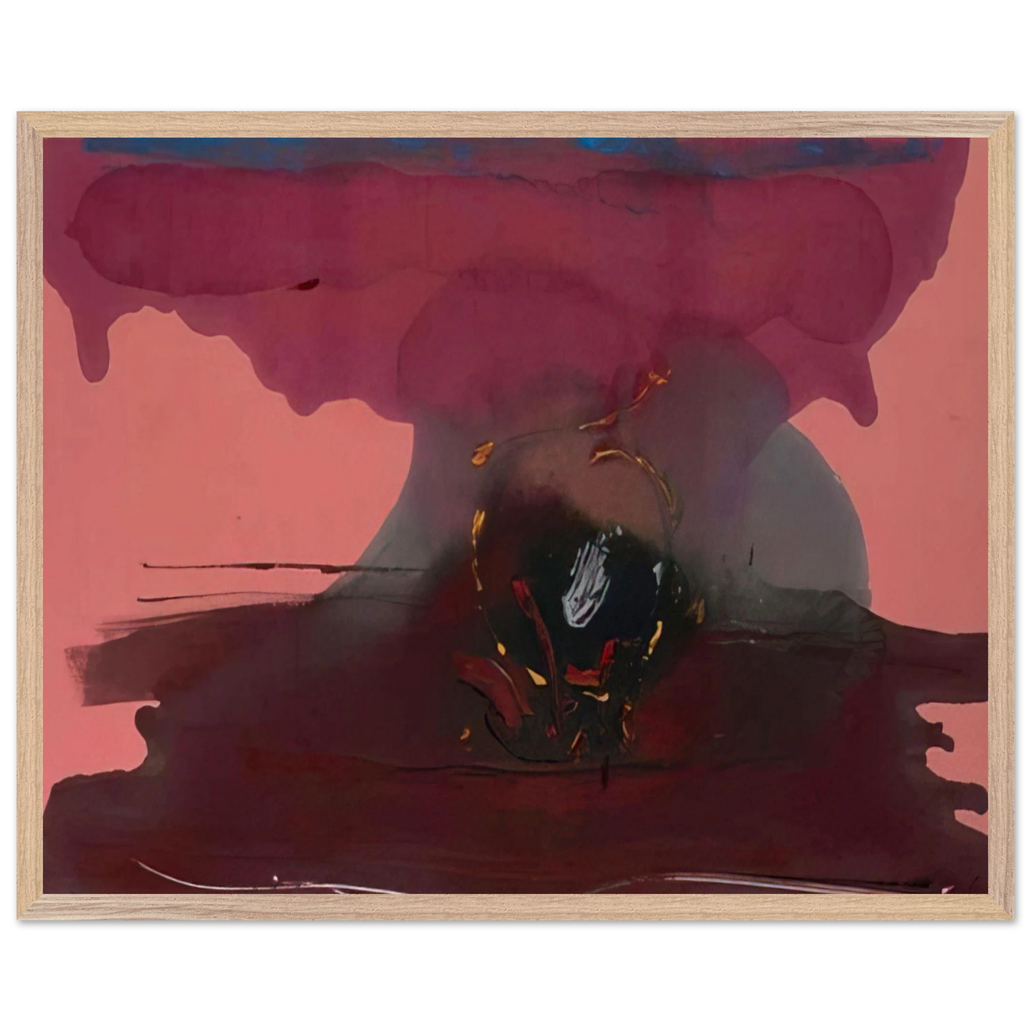 Helen Frankenthaler - Harbinger - 1986 Wall art - 40x40 cm / 16x16 inches - Premium Wooden Framed Poster With Fine Art Paper-canvas - Wood frame