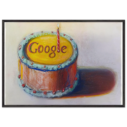 Google - 12th Birthday Cake Doodle - 2010 - Wayne Thiebaud 70x100 cm / 28x40 inches Framed Art Print – Black Wooden Frame