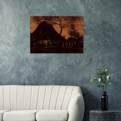 Cottage with Trees - Vincent van Gogh Brushed Aluminum Print - 70x100 cm / 28x40 inches | Vincent van Gogh Aluminum Print | Vincent van Gogh Prints