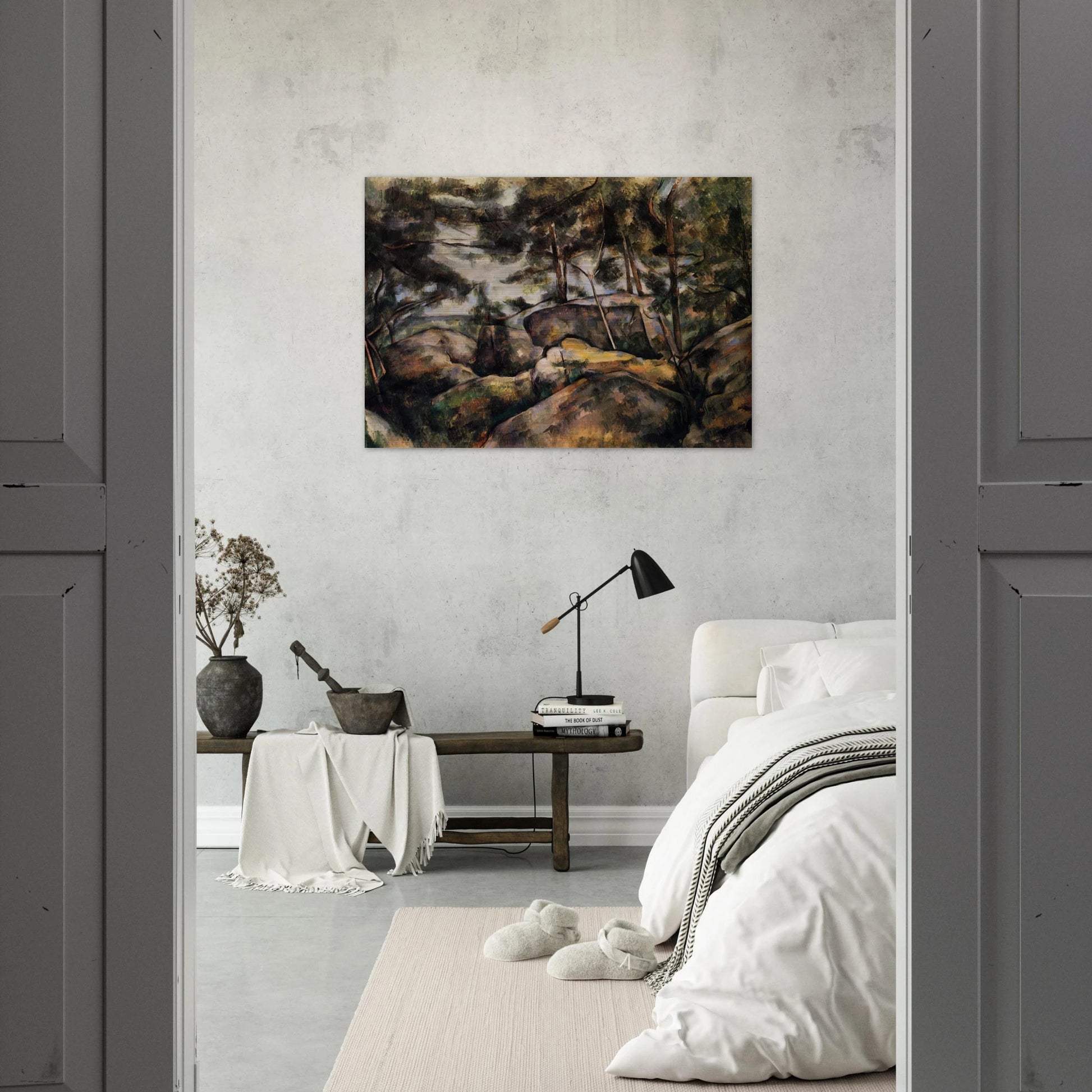 Rocks at Fountainebleau - Paul Cézanne Brushed Aluminum Print - 70x100 cm / 28x40 inches | Paul Cézanne Aluminum Print | Paul Cézanne Prints