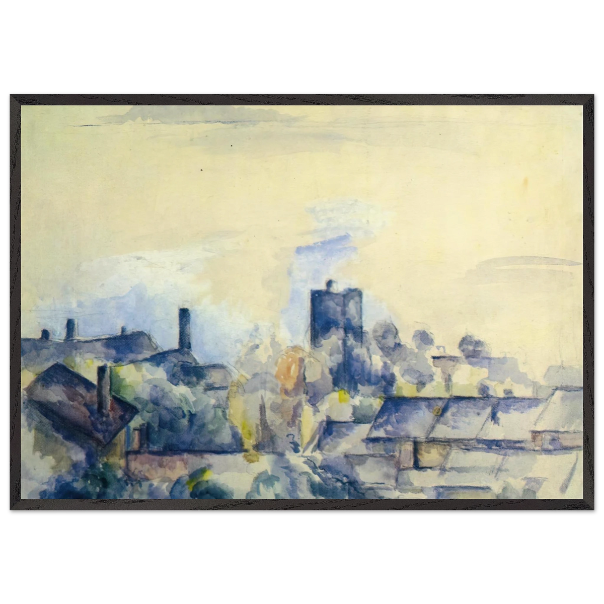 Roofs in LEstaque - Paul Cezanne 70x100 cm / 28x40 inches Framed Art Print – Black Wooden Frame